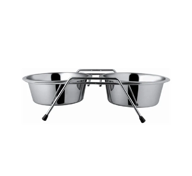 Suport cu Castroane Inox 2 × 1750 ml